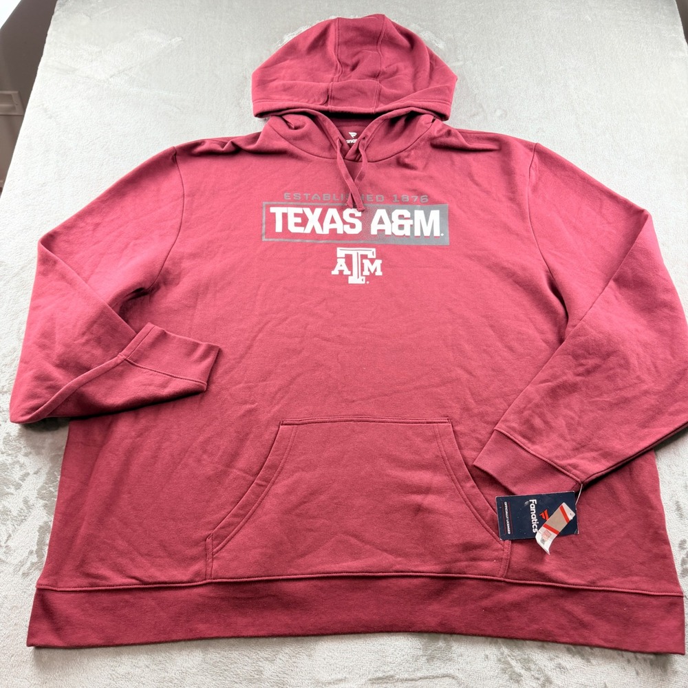 Fanatics Texas A&M Aggies Pullover Hoodie Maroon Men's 5XL NWT